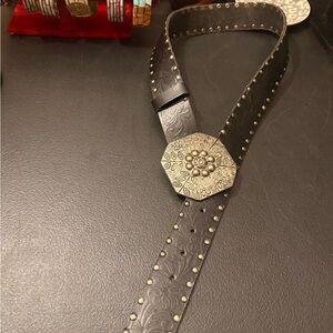 Black Genuine Leather Belt with Silver Buckle
